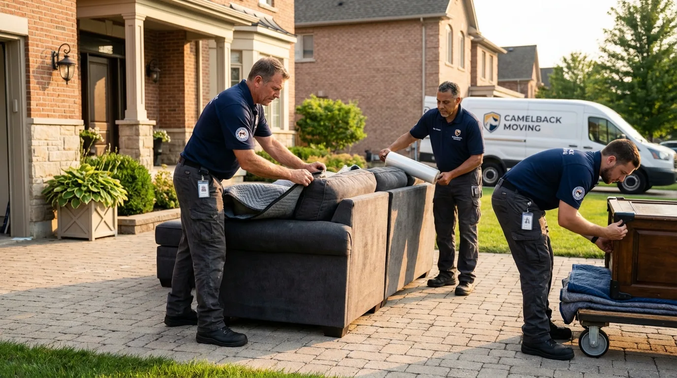Large estate moving crew wrapping furniture in Vernon, AL